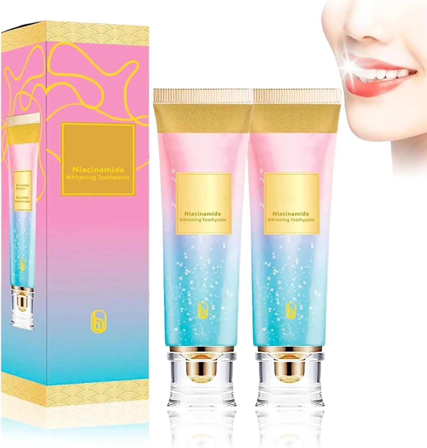 Niacinamide Whitening Toothpaste, Niacinamide Intensive Whitening Toothpaste, Stain Removal Natural, Fresh Breath (2pcs)