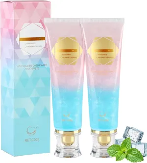 Niacinamide Whitening Toothpaste,Bright White Fresh Breath Toothpaste,Promotes Healthy Teeth and Gums,Fresh Mint Flavor 2PCS