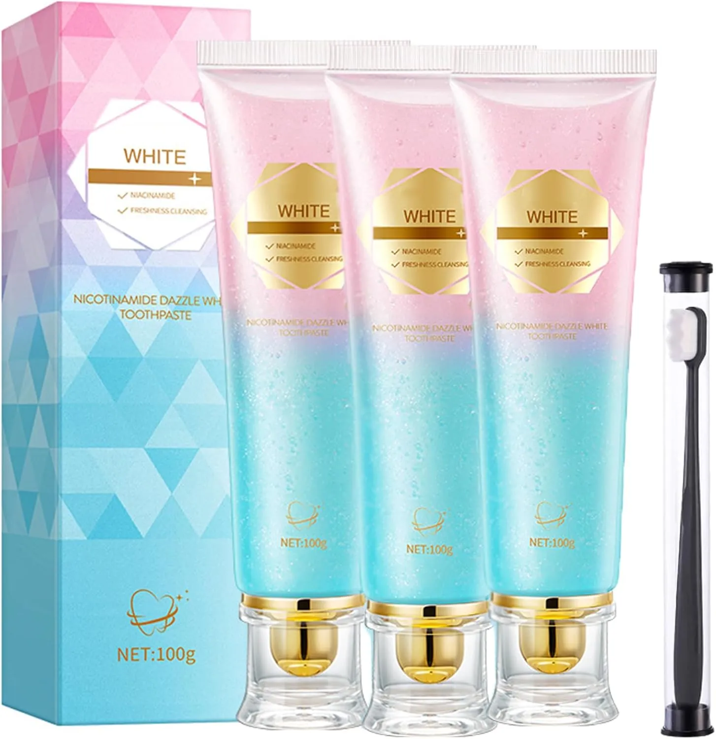 Niacinamide Whitening Toothpaste,Triple Whitening Niacinamide Intensive Toothpaste,Fluoride-Free, Fresh Breath,Remove Tooth Stains, Mint Flavor and Tooth Strengthening (3)