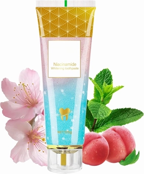 Niacinamide Whitening Toothpaste - Protects Enamel, Removes Stains, Improves Gum Health, Cherry Blossom Mint Flavor, Freshens Breath, Fluoride-Free, Vegan (1pcs)