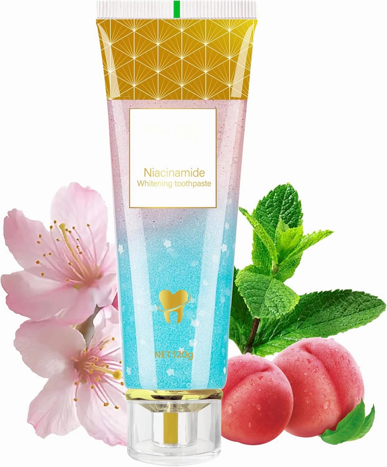 Niacinamide Whitening Toothpaste - Protects Enamel, Removes Stains, Improves Gum Health, Cherry Blossom Mint Flavor, Freshens Breath, Fluoride-Free, Vegan (1pcs)