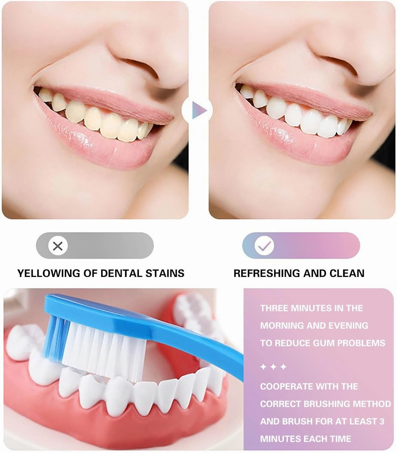 Niacinamide Whitening Toothpaste, Intensive Triple Whitening Toothpaste, Fresh Breath, Remove Tooth Stains, Enamel Protection and Tooth Strengthening, Daily Use for Oral Care (1, 2PC)