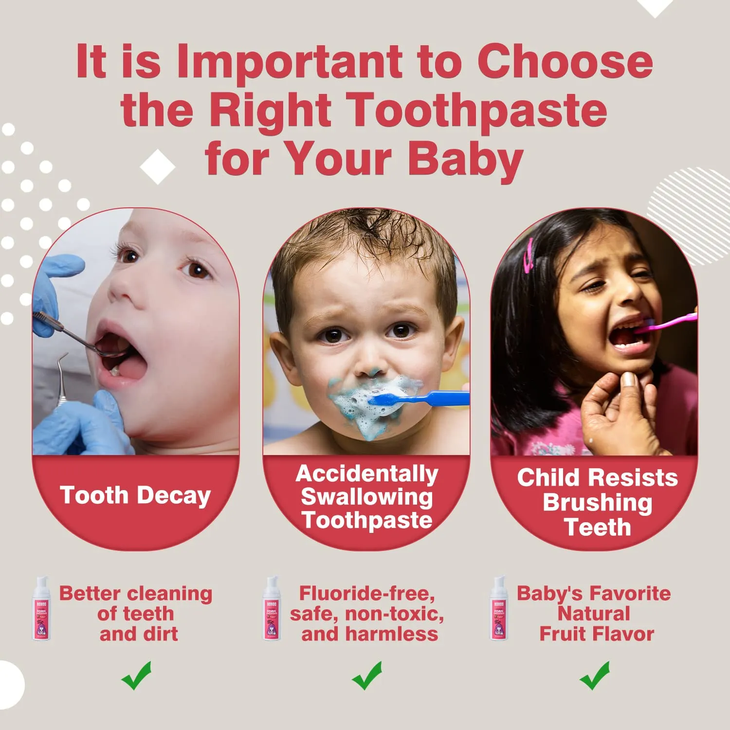NOHOO Kids Foam Toothpaste with Fruit Flavor, Fluoride Free Natural Formul, Foam Toothpaste for Electric Toothbrush (Strawberry Orange Peach Cantaloupe)