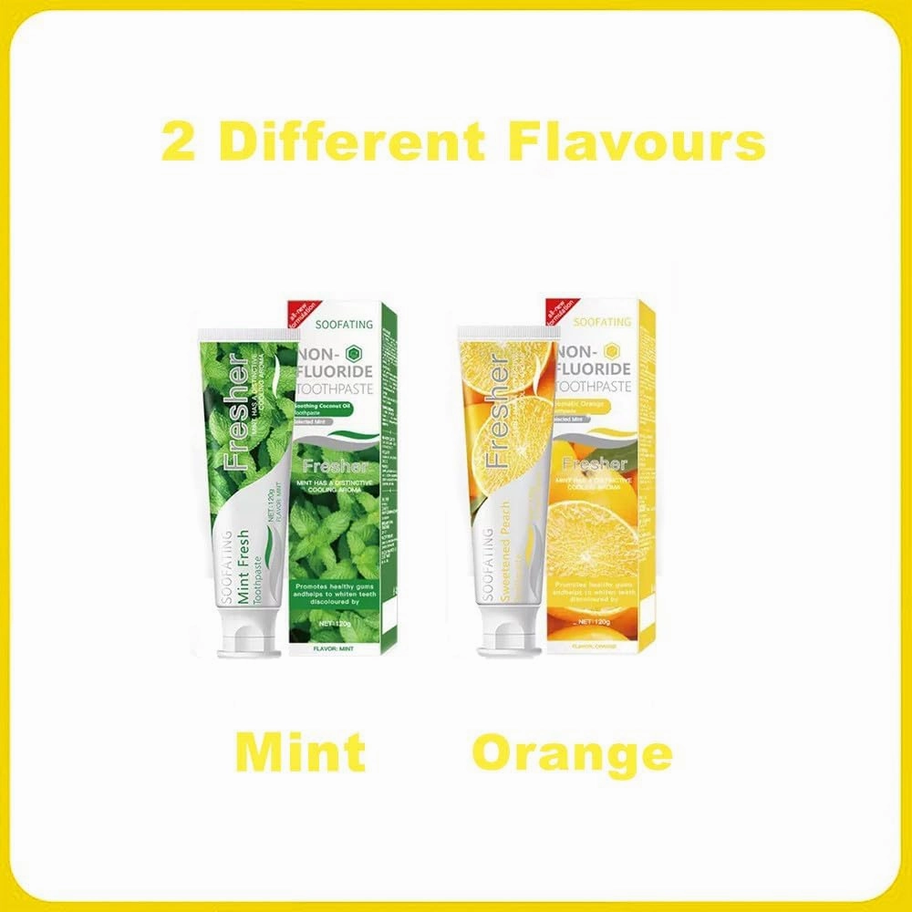 Non-Fluoride Toothpaste Fresh Breath Deep Cleaning Orange Flavor Toothpaste for Sensitive Teeth Whitening Tooth Strengthens Teeth Enamel and Gums 4.23oz-3Pack