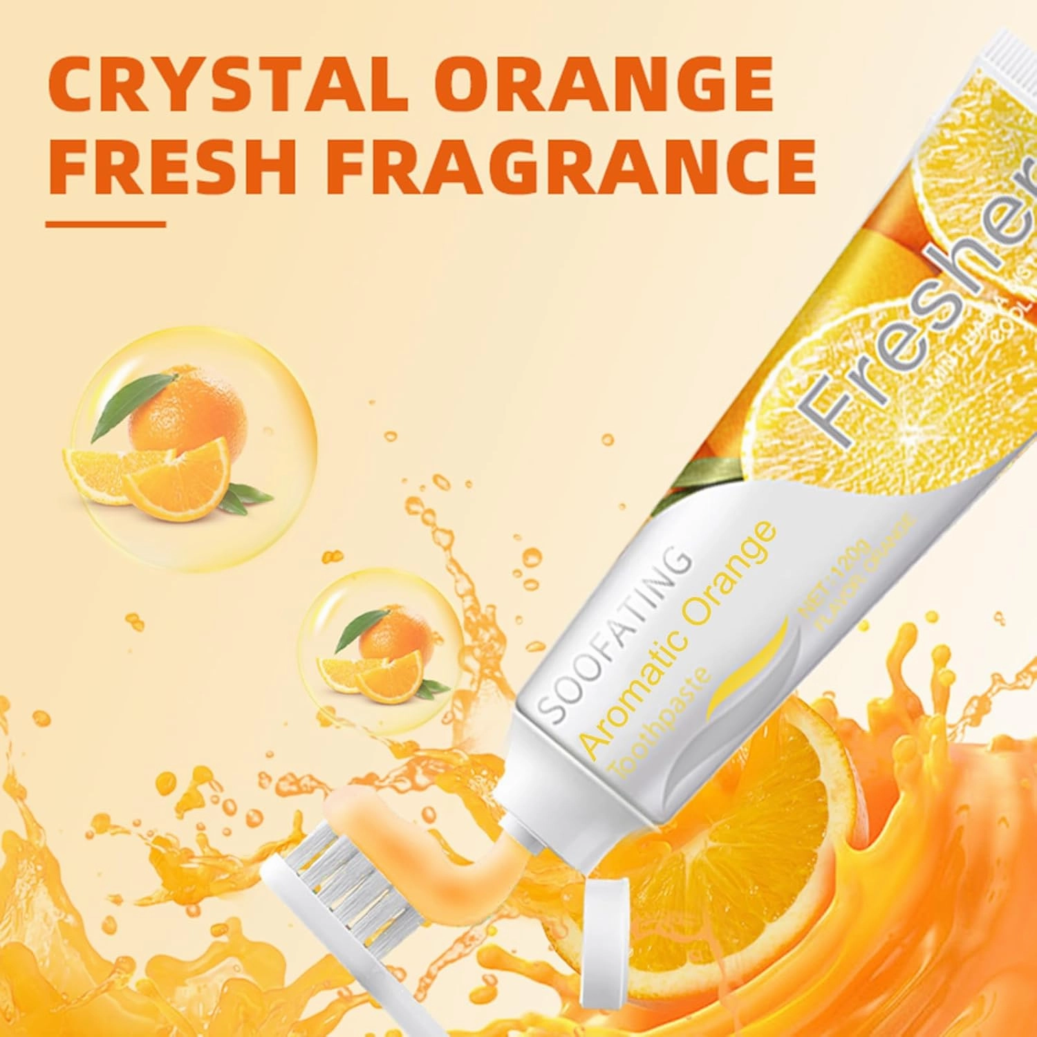 Non-Fluoride Toothpaste Fresh Breath Deep Cleaning Orange Flavor Toothpaste for Sensitive Teeth Whitening Tooth Strengthens Teeth Enamel and Gums 4.23oz-3Pack