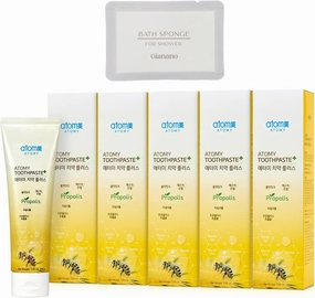 Non-irritating Texture, for Sensitive Gums, for Atomy Propolis & Green Tea Extract Toothpaste 200g(7.05 oz.) x 5ea 1SET