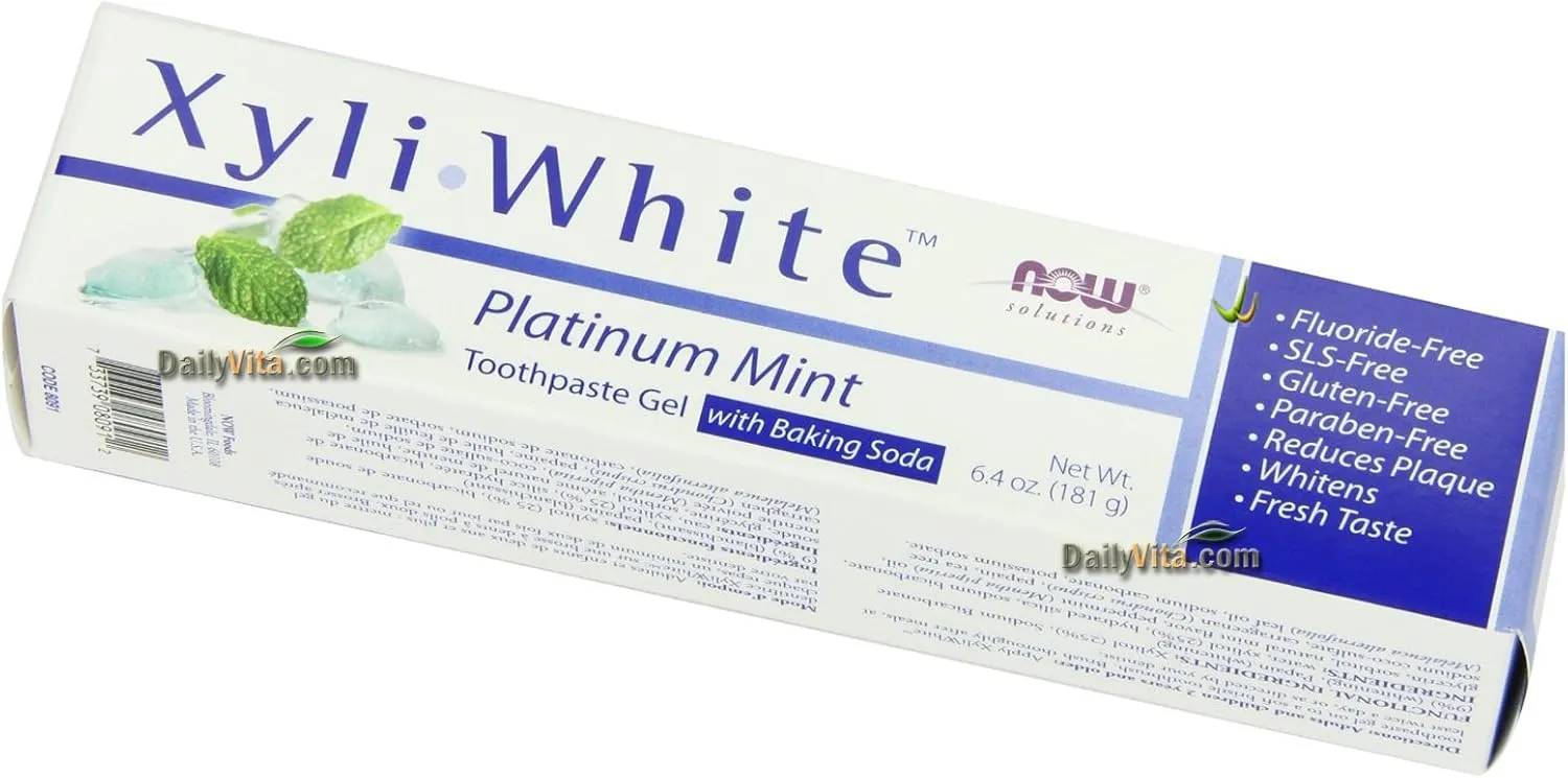 Now Foods Xyliwhite, Baking Soda Toothpaste, Platinum Mint, 6.4-Ounces Pack of 4