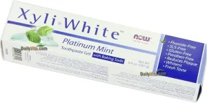 Now Foods Xyliwhite, Baking Soda Toothpaste, Platinum Mint, 6.4-Ounces Pack of 4