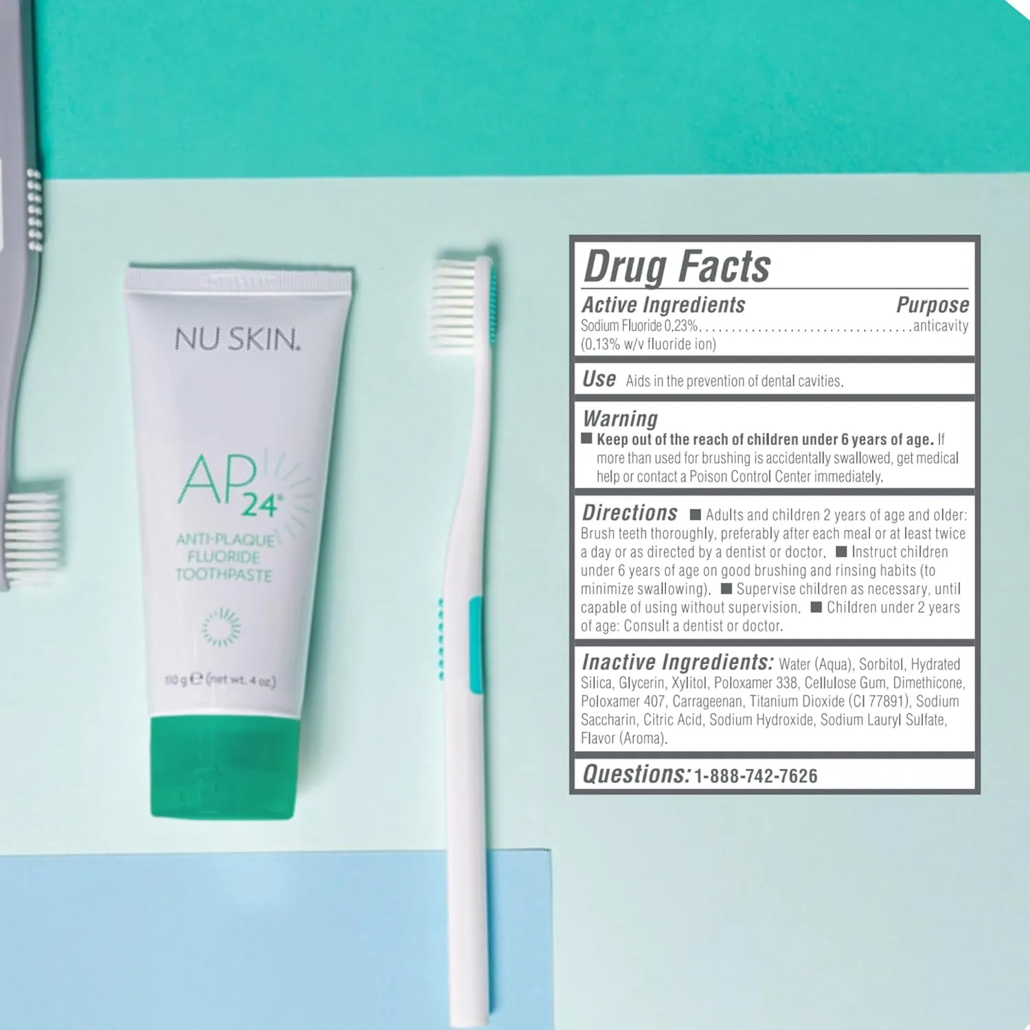 Nu Skin AP 24 Anti-Plaque Fluoride Toothpaste | AP-24 Blend | Hydrated Silica | Vanilla Mint Flavor | Gently Remove Debris | Prevents Dental Cavities & Plaque | Enamel-Safe Whitening | 6 oz | 1 Pack