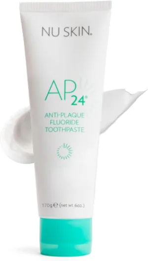Nu Skin AP 24 Anti-Plaque Fluoride Toothpaste | AP-24 Blend | Hydrated Silica | Vanilla Mint Flavor | Gently Remove Debris | Prevents Dental Cavities & Plaque | Enamel-Safe Whitening | 6 oz | 1 Pack