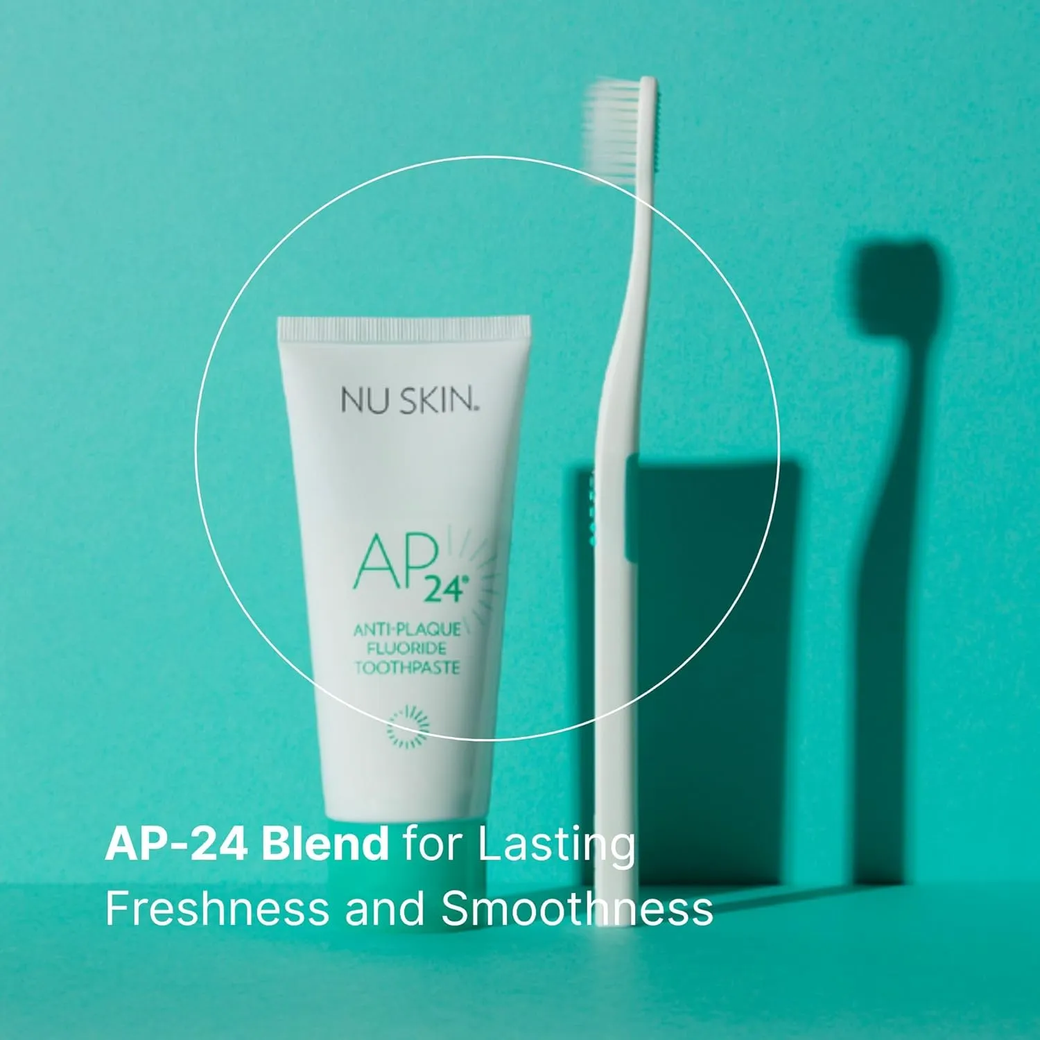 Nu Skin AP 24 Anti-Plaque Fluoride Toothpaste | AP-24 Blend | Hydrated Silica | Vanilla Mint Flavor | Gently Remove Debris | Prevents Dental Cavities & Plaque | Enamel-Safe Whitening | 6 oz | 1 Pack