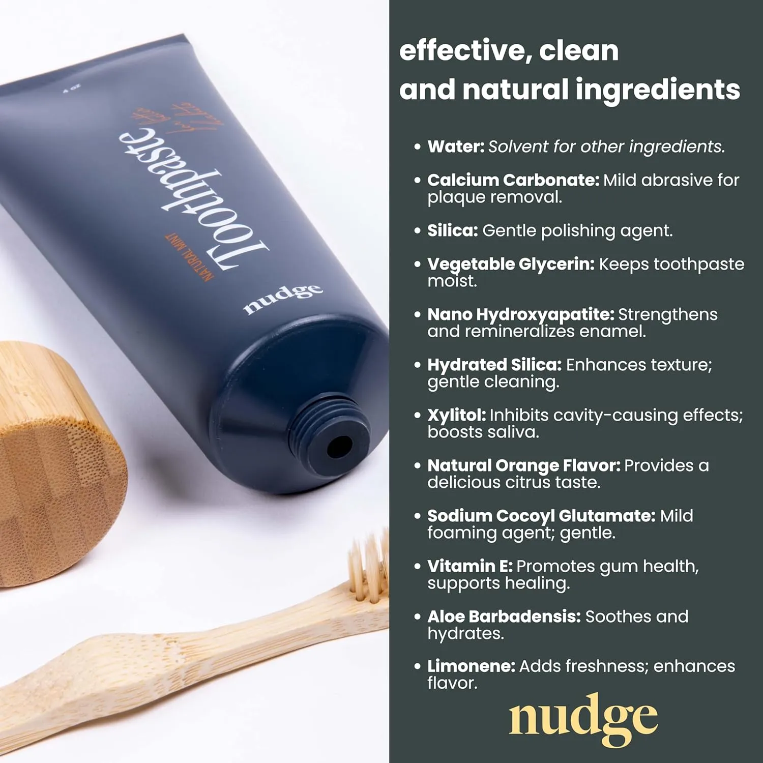 Nudge 10% Nano Hydroxyapatite Toothpaste, Vitamin E, Fluoride Free, SLS Free, Helps Remineralize, Supports Enamel, Plaque Control, for Sensitive Teeth and Dry Mouth, Orange, 4 oz (Pack of 2)