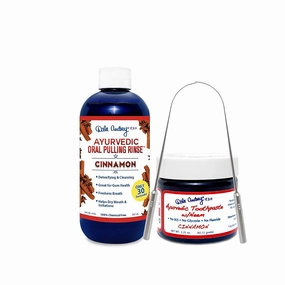 Oil Pulling for Teeth and Gums | Natural Oral Pulling Rinse Mouthwash | Cinnamon Flavor Mineralizing Tooth Paste for Whitening and Sensitive Teeth | Professional Flexible Metal Tongue Brush