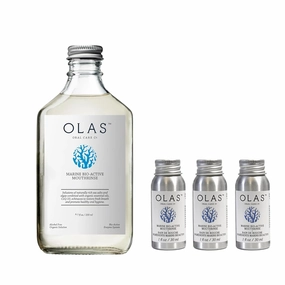 OLAS Mouthwash Set – Marine Bio-Active Toothpaste (3.5oz)   Alcohol-Free Mouthwash 3-Pack (1oz Each) – Fluoride-Free, SLS-Free, Dentist-Formulated for a Healthy Oral Microbiome