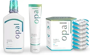 Opalescence Opal Go - (7 Treatments) Classic Prefilled Teeth Whitening Trays with Sensivity Toothpaste 4.7 Oz & Mouthwash 15.5 Oz - Hydrogen Peroxide - Cool Mint - Made by Ultradent. 5527-5761-5447-1