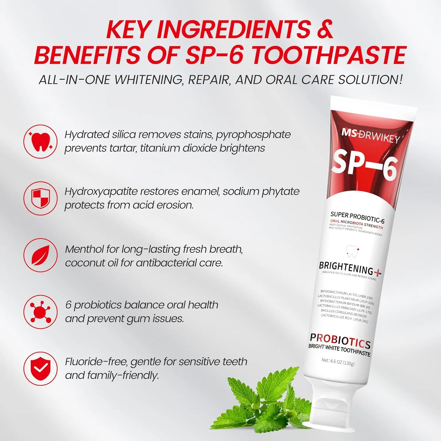 Oral Care Set – SP-6, 7-Pro, and Cooling Fresh Breath Toothpaste Bundle | with 6 Probiotics | for Teeth Whitening, Fresh Breath, and Oral Health | Free 7-Pro Whitening Toothpaste