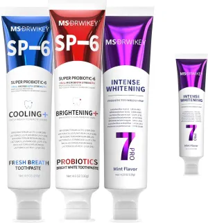 Oral Care Set – SP-6, 7-Pro, and Cooling Fresh Breath Toothpaste Bundle | with 6 Probiotics | for Teeth Whitening, Fresh Breath, and Oral Health | Free 7-Pro Whitening Toothpaste