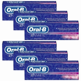 Oral-B 3D White Enamel Safe Toothpaste, Vitalizing Fresh, 6 Pack, 75ml