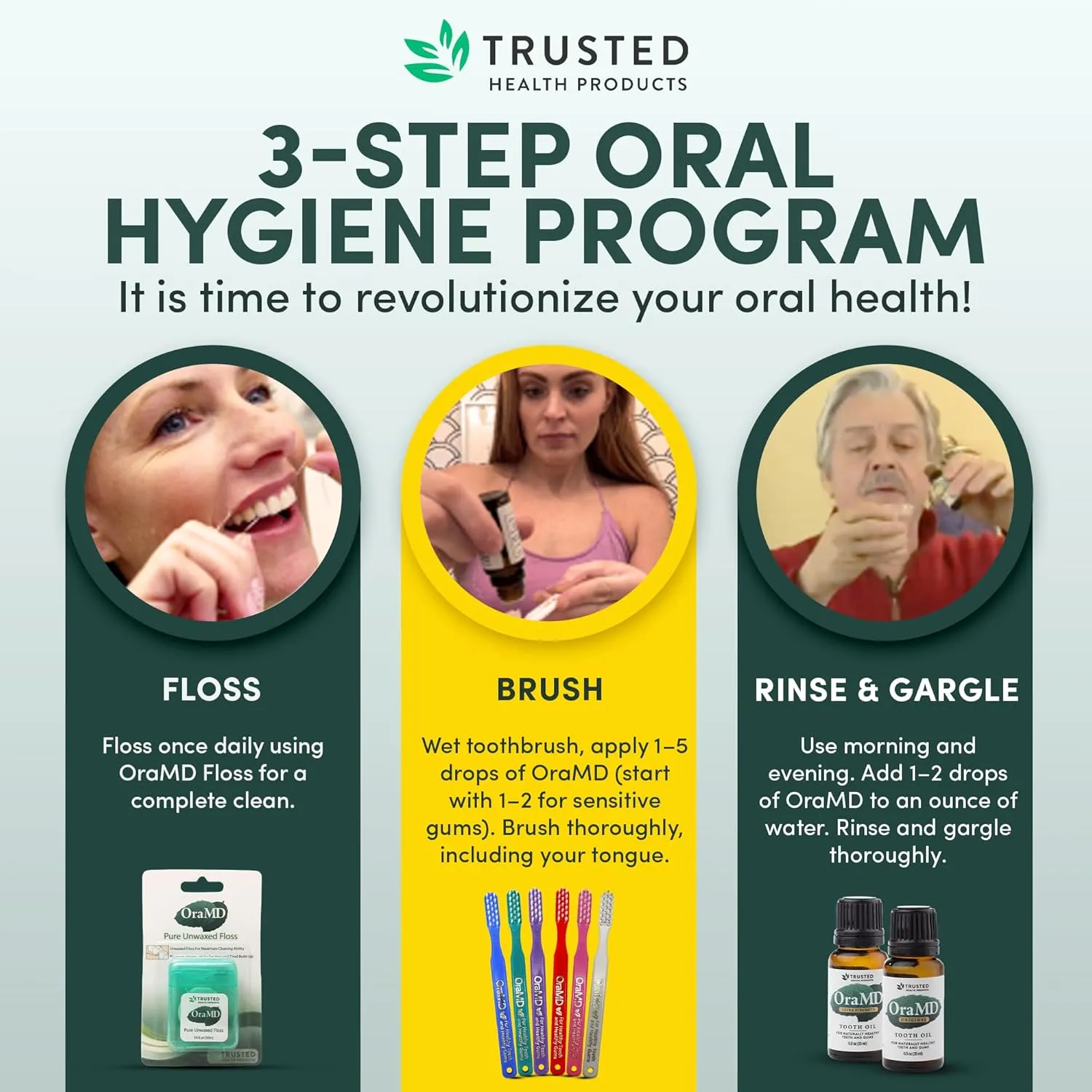 OraMD Original Tooth Oil - Healthy Gums, Fresh Breath and Helps with Sensitive Teeth - All-Natural Solution Better Than Mouthwash (3-Pack)