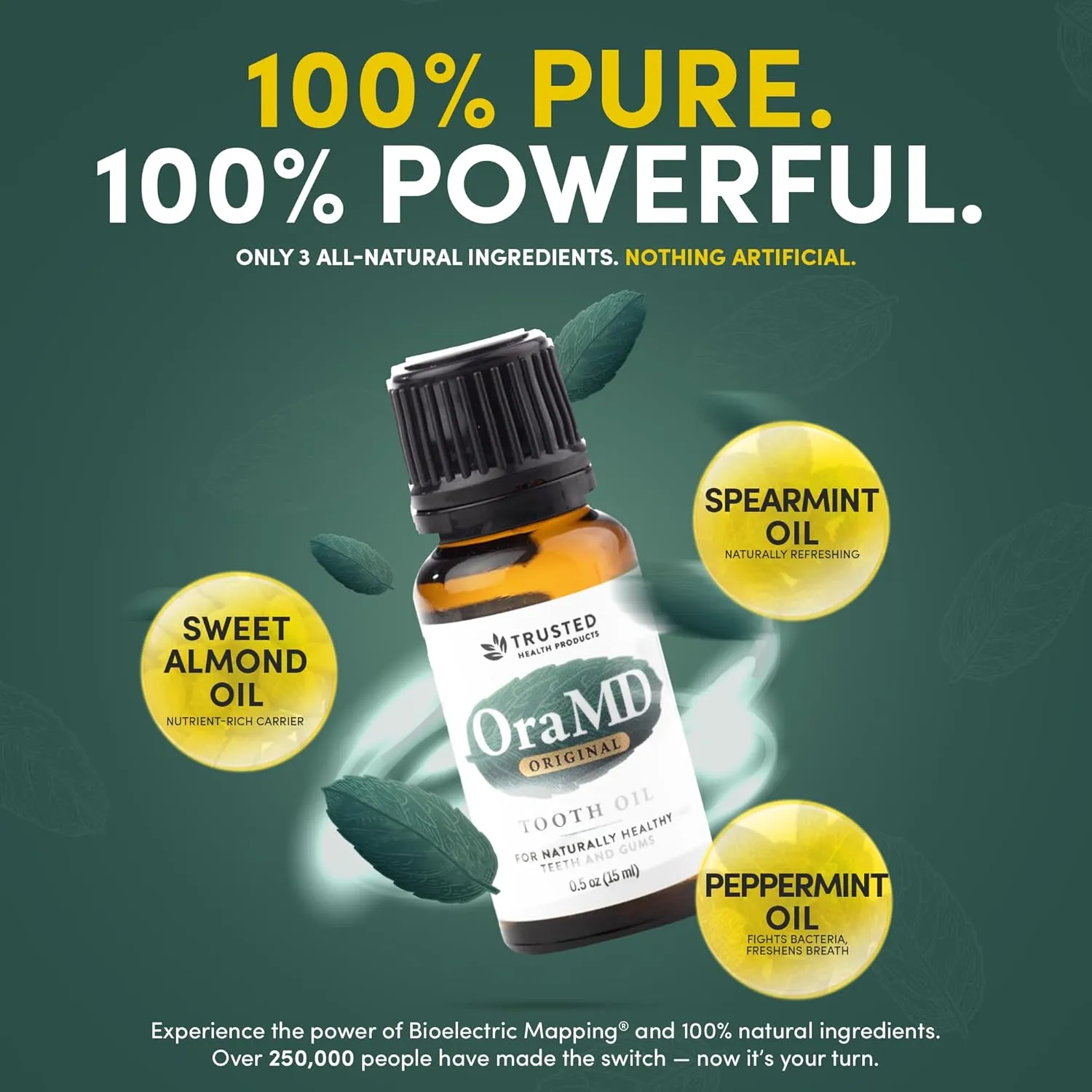 OraMD Original Tooth Oil - Healthy Gums, Fresh Breath and Helps with Sensitive Teeth - All-Natural Solution Better Than Mouthwash (3-Pack)
