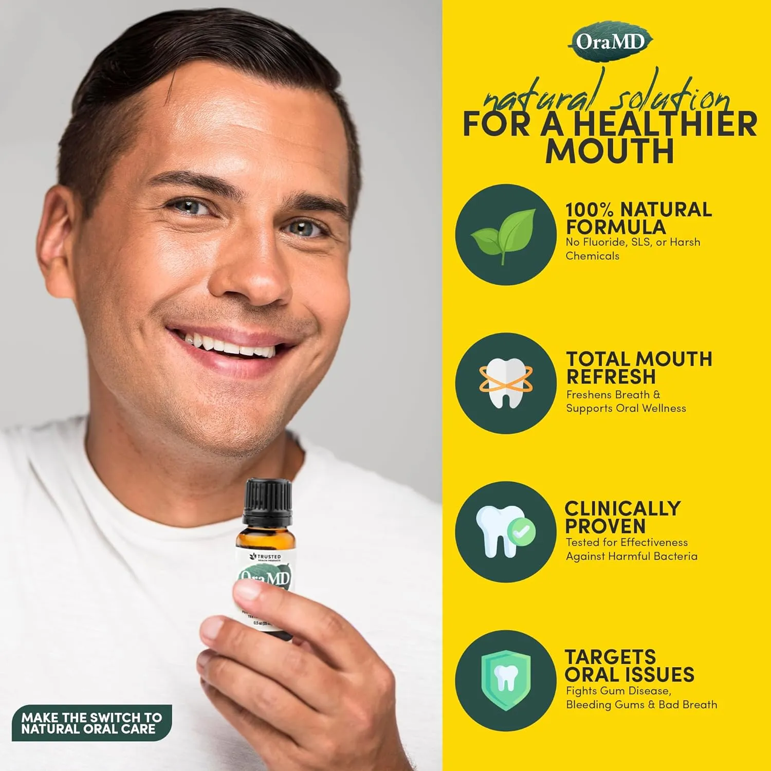 OraMD Original Tooth Oil - Healthy Gums, Fresh Breath and Helps with Sensitive Teeth - All-Natural Solution Better Than Mouthwash (3-Pack)