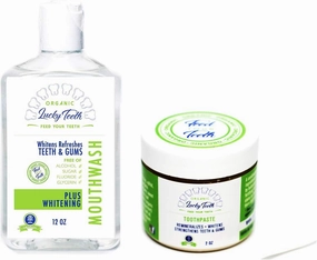 Organic Oral Care Pack - Food Grade Peroxide Whitening Mouthwash   Remineralizing Toothpaste - by Lucky Teeth.
