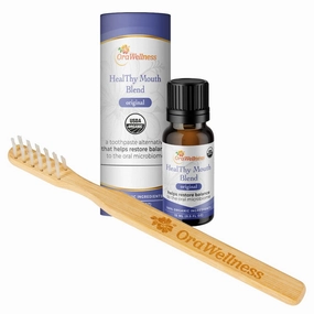 Original Healthy Mouth Blend Organic Toothpaste & Mouthwash Alternative   BrushEco Bamboo Toothbrush with 3 Rows to Reduce Gum Disease, Promote Healthy Teeth and Gums