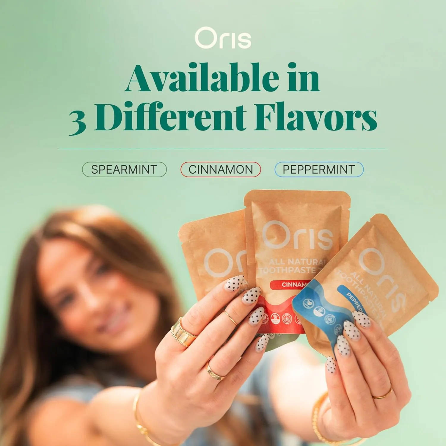 Oris Starter Bundle – 1 Month Supply: Natural Toothpaste Tablets | Fluoride-Free, Travel-Friendly, Kid-Safe with Enamel-Strengthening Nanohydroxyapatite (62 Count (Pack of 1), Peppermint)
