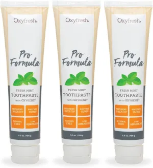 Oxyfresh Pro Formula Fresh Mint Toothpaste – Gentle Low Abrasion - Cosmetic Fluoride Free Formula - Great for Sensitive Teeth and Gums with Natural Essential Oils. 5.5 oz. (3 Pack)