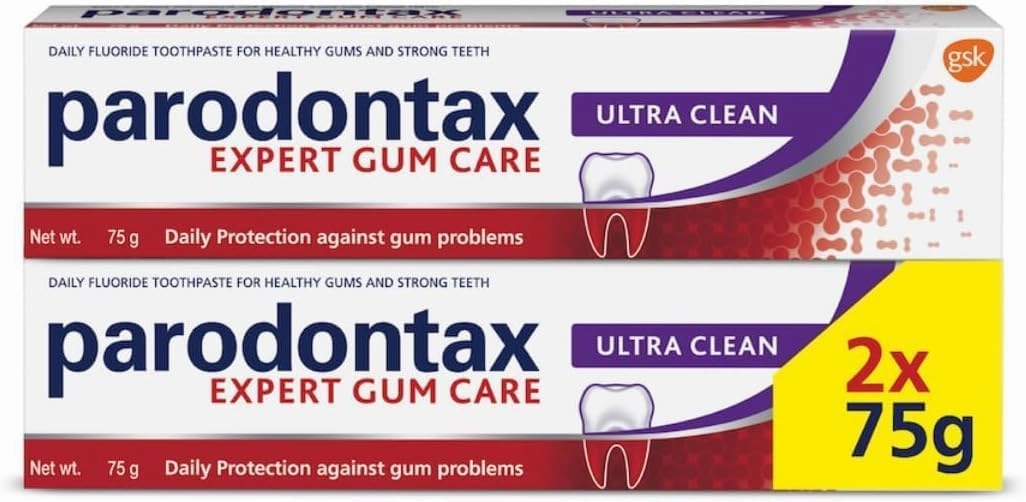 Pa..rodontax. Ultra Clean Toothpaste for Daily Protection Against Gum Problems, for Long Lasting Ultra Clean Feeling Multi Pack, 75g*2
