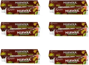 Pack of 6- Organic Miswak Moringa 10 in 1- Clove, Propolis, Myrrh, Black Seed, Fennel Seed, Babool, Cinnamon, Licorice Toothpaste Fluoride Free 7.05 oz