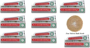 Pack of 8 - K.P.Namboodiri's Ayurvedic Toothpaste 100g   Free Vetiver Bath Scrub