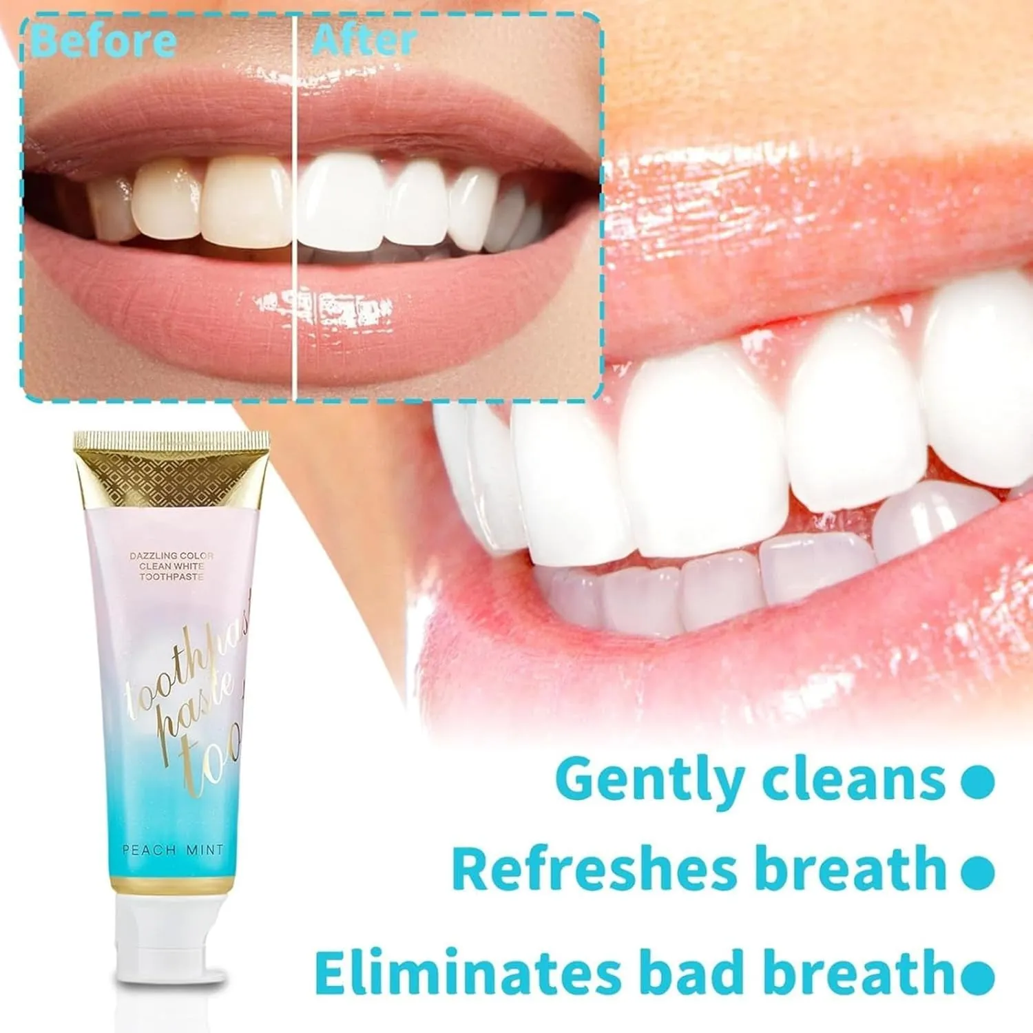 Peach Mint Toothpaste, Peachloft Teeth Whitening Toothpaste, Intensive WhiteningToothpaste with Natural Gentle Care Deep Stain Removal Clean Peach Flavor (2pc)