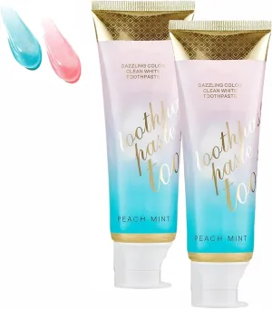 Peach Mint Toothpaste, Peachloft Teeth Whitening Toothpaste, Intensive WhiteningToothpaste with Natural Gentle Care Deep Stain Removal Clean Peach Flavor (2pc)