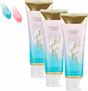 Peach Mint Toothpaste, Peachloft Teeth Whitening Toothpaste, Intensive WhiteningToothpaste with Natural Gentle Care Deep Stain Removal Clean Peach Flavor (3pc)