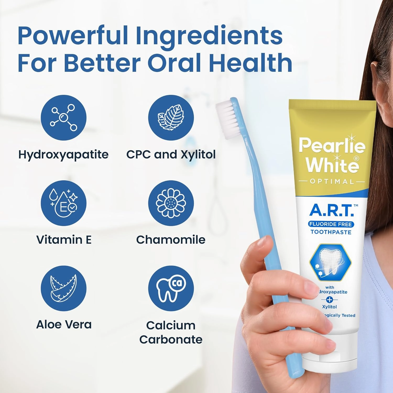 Pearlie White Active Remineralization Fluoride Free Toothpaste - 3.8oz/110gm - Remineralizing Toothpaste for Tooth Enamel Repair - Helps Remove Stains - Contains Hydroxyapatite and Xylitol - Pack of 2