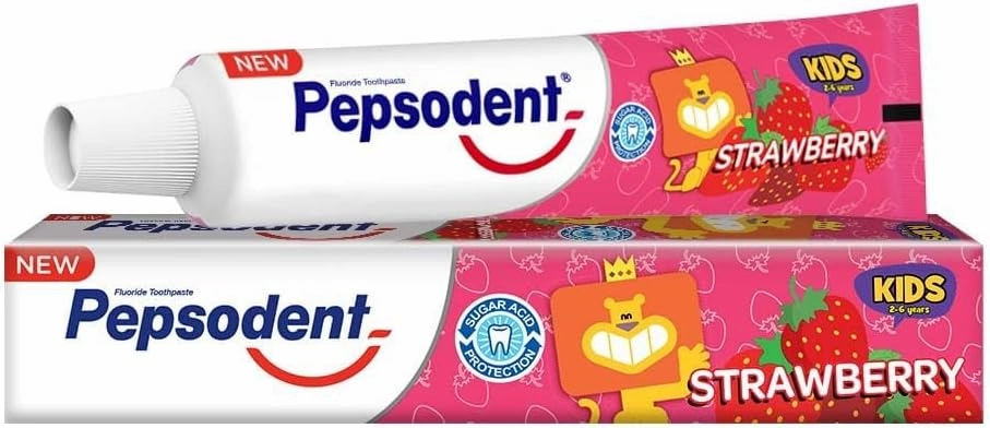 Pepsudent Kids Toothpaste, Strawberry Flavor, Cavity & Enamel Protection, 45G, Pack of 4