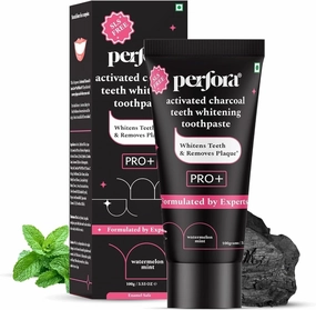 Per..Fora. Activated Charcoal Whitening Toothpaste - 100 g | Enamel Safe Teeth Whitening Tooth Paste | Removes Coffee, Tobacco & Wine Stains | SLS Free Toothpaste for Adults & Kids | Watermelon Mint