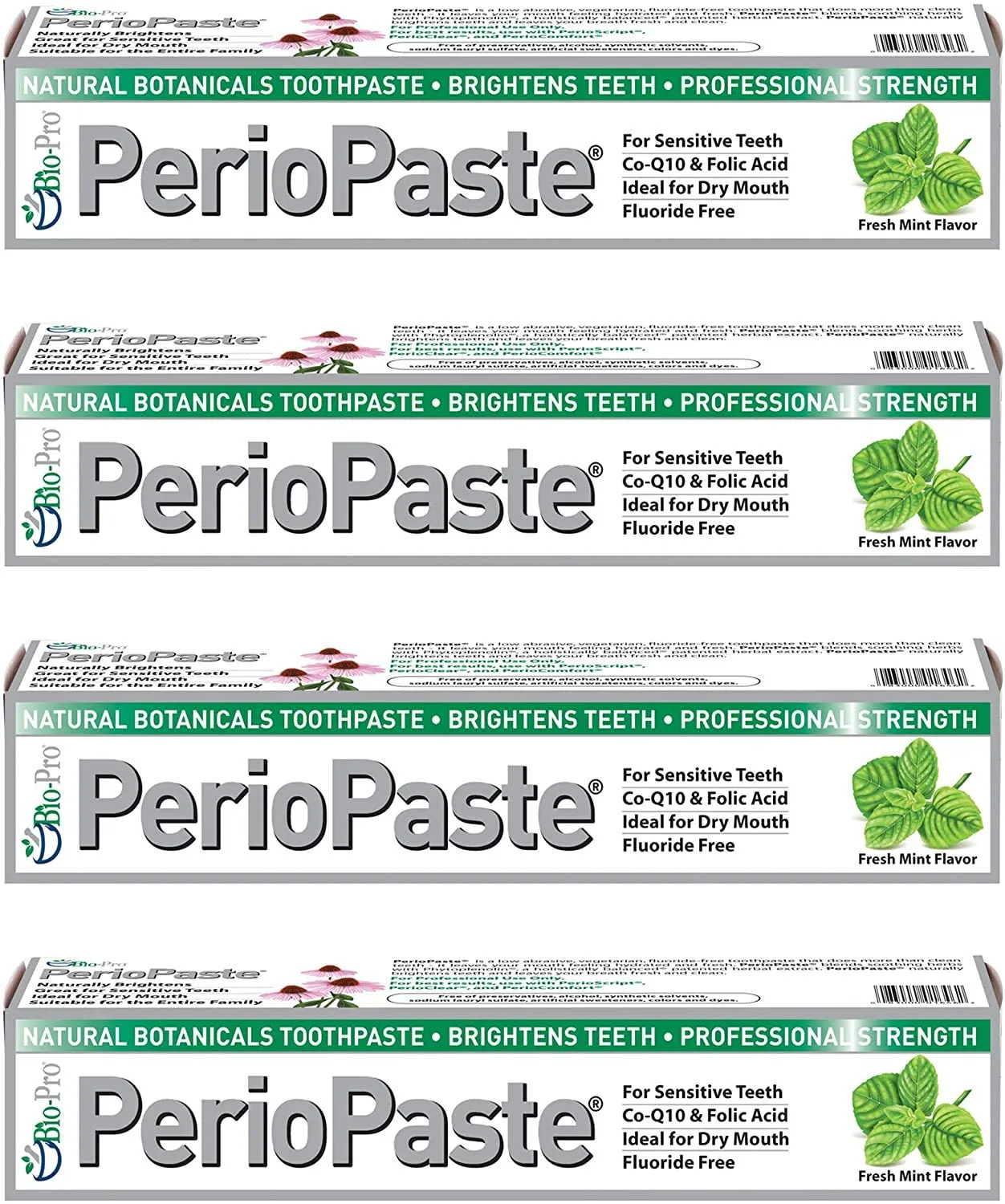 PerioPaste Natural Toothpaste - Four 4 oz Pack | Natural Teeth Whitening | Fresh Breath | Stain Removal