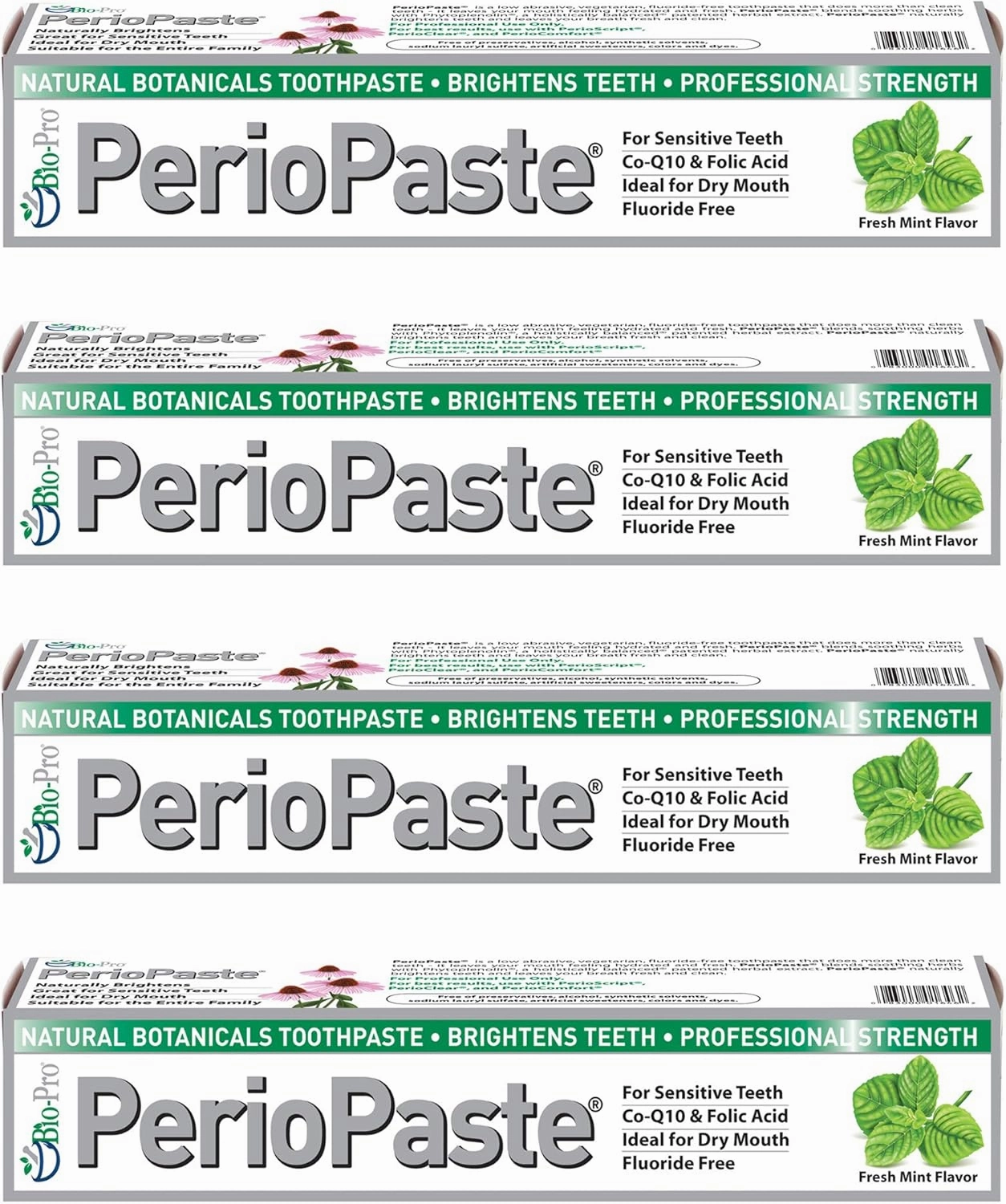 PerioPaste Natural Toothpaste - FOUR 4 oz Tubes by Bio-Pro