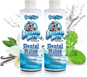 Pet Kiss Brighter Bite Dental Rinse for Pets - Tartar Control, Plaque Remover, Breath Freshener, Natural Oral Care Solution – Made in USA, 8 Oz (Pack of 2)