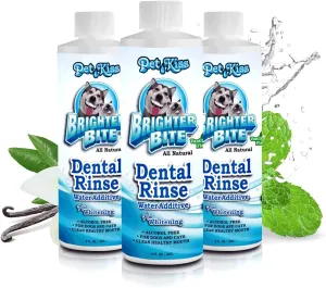 Pet Kiss Brighter Bite Dental Rinse for Pets - Tartar Control, Plaque Remover, Breath Freshener, Natural Oral Care Solution – Made in USA, 8 Oz (Pack of 3)