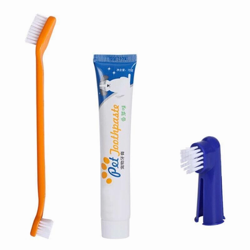 Pet Dog Teeth Cleaning Toothpaste with Toothbrush and Backup Brush Vanilla Flavoured