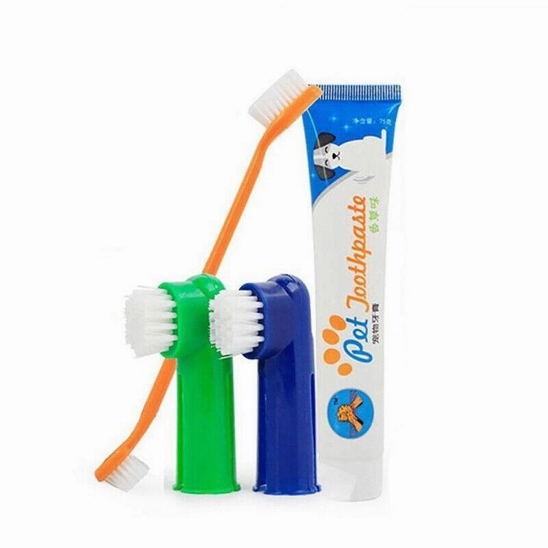 Pet Dog Teeth Cleaning Toothpaste with Toothbrush and Backup Brush Vanilla Flavoured