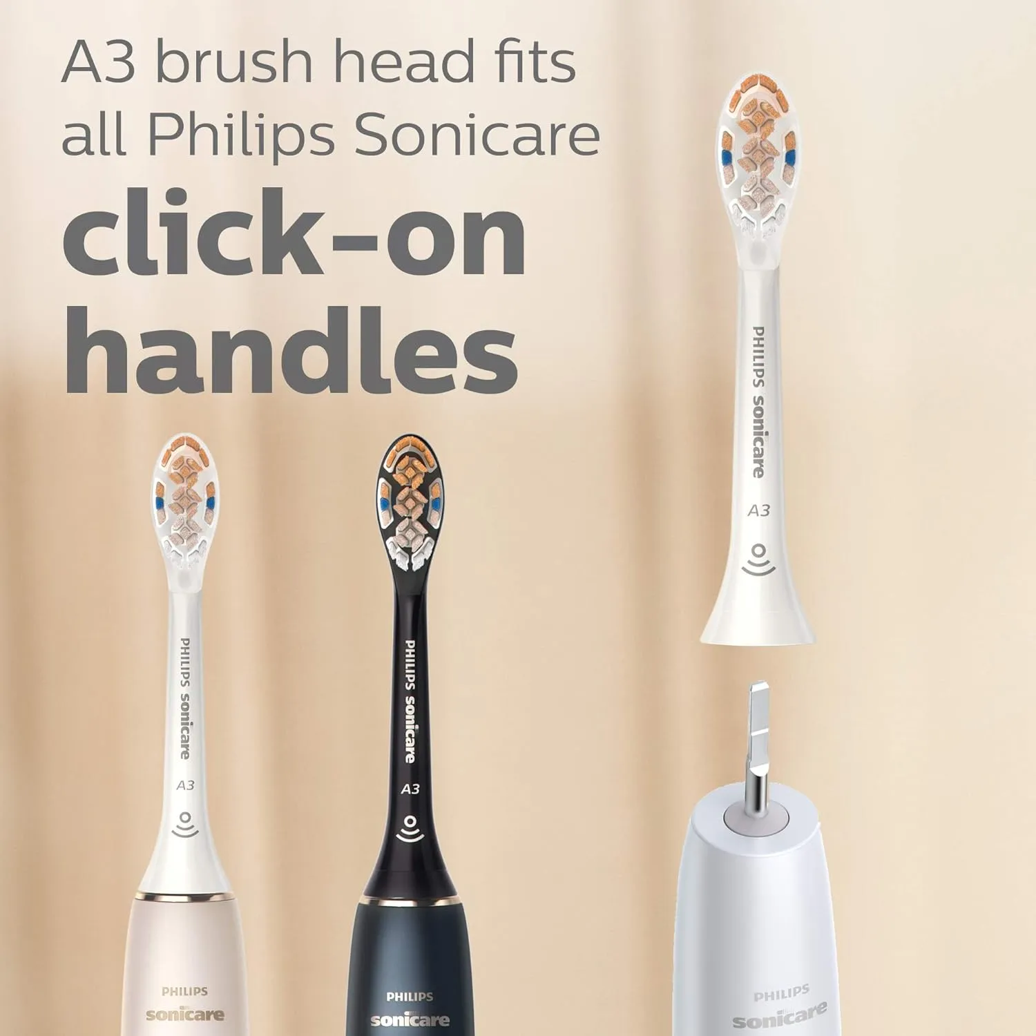 Philips Sonicare Premium All-in-One (A3) Replacement Toothbrush Heads, HX9094/95, Smart Recognition, Black 4-pk