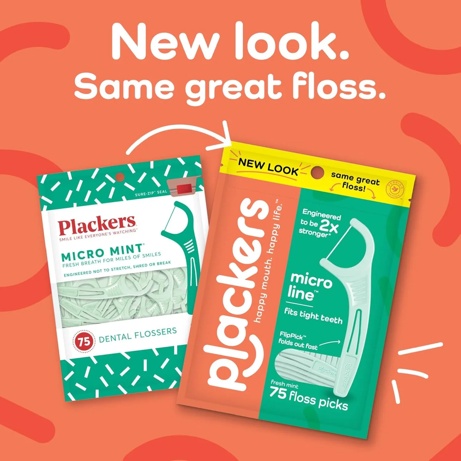 Plackers Micro Line Dental Floss Picks, Fold-Out FlipPick, Tuffloss, Easy Storage with Sure-Zip Seal, Fresh Mint Flavor, 90 Count (6 Pack)