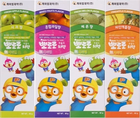 Pororo Kids Whitening Sensitive Toothpaste - Cavity Protection Low Fluoride Oral Care with 4 Fruit Flavors, Improving Gum Health, Removing Plaque to Strengthen Enamel 90g/3.17 Oz(All flavors - 4packs)