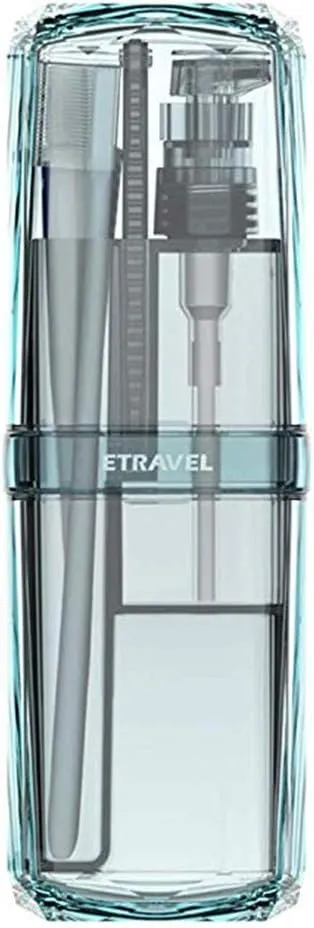 Portable Toothbrush Cup 8 in 1 Wash Set Storage Case, Toothbrush & Toothpaste Shower Gel Shampoo Comb Travel Kits Toiletry Sub (Blue)