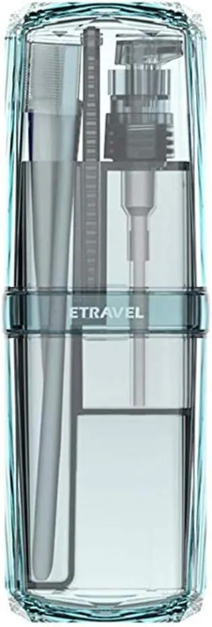 Portable Toothbrush Cup 8 in 1 Wash Set Storage Case, Toothbrush & Toothpaste Shower Gel Shampoo Comb Travel Kits Toiletry Sub (Blue)