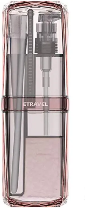 Portable Toothbrush Cup 8 in 1 Wash Set Storage Case, Toothbrush & Toothpaste Shower Gel Shampoo Comb Travel Kits Toiletry Sub (Pink)